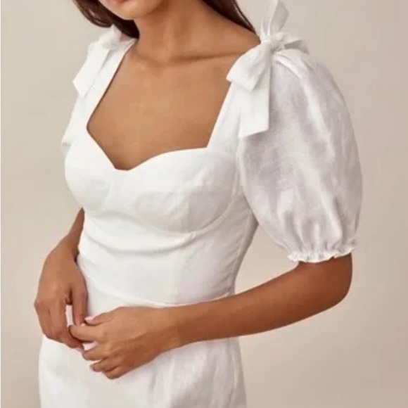 Reformation Spring Linen Mini Dress in White size 0 - Picture 1 of 6